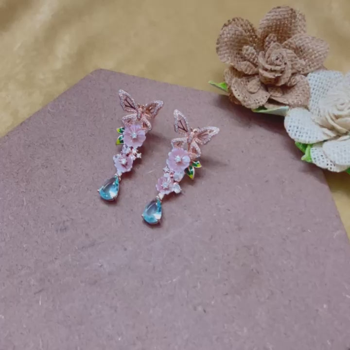 Rose Gold Butterfly floral Divine Earrings